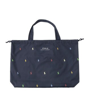 MOONBAT POLO RALPH LAUREN(ポロ ラルフローレン)  【C-zeroはっ水】ポケッタブルレインバッグ ポロポニーカラードット ネイビーブルー