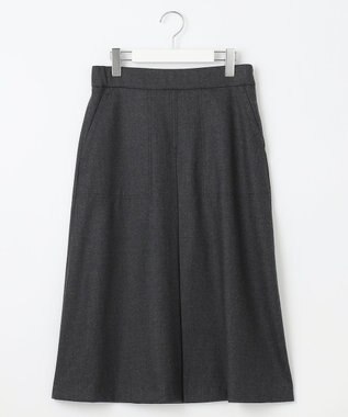 自由区 【洗える】ウォッシャブルハイカウントフラノ タックスカート グレー系