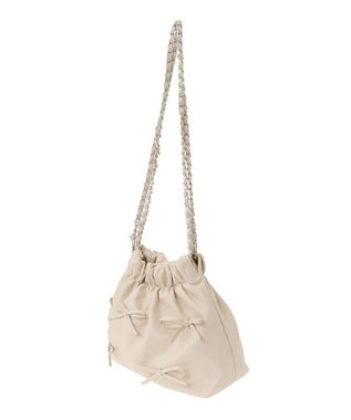 Green Parks ・ＱＵＯＮ　リボンチェーン巾着 Ivory