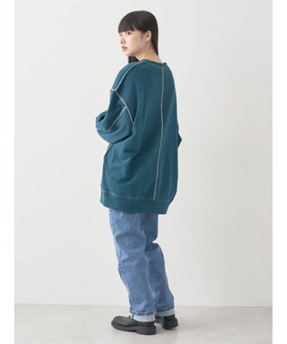 earth music&ecology 配色ルーズスウェット Green