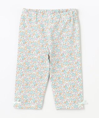 ANY KIDS 裾リボン 5分丈 レギンス 花グリーン