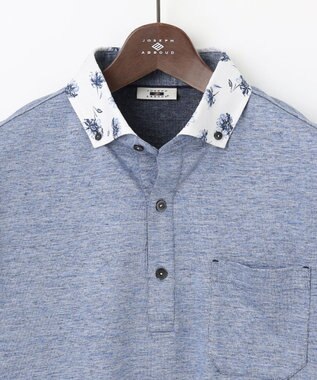 JOSEPH ABBOUD 【リネン素材/清涼感/吸水速乾】リネン天竺 ポロシャツ サックスブルー系