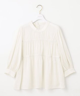 ANY SIS 【洗える】シャーリングシアー ブラウス アイボリー