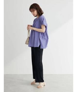 Green Parks インド綿　ＳＥＴ２点　マルチ刺繍ブラウス＋タンク Purple