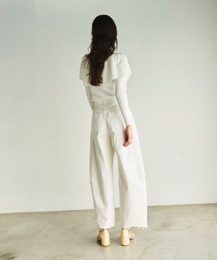 GRACE CONTINENTAL カットワークリブニットトップ ホワイト