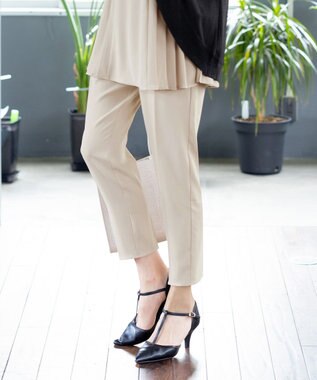 Tiaclasse 【洗える】ドロストテーパードパンツ ベージュ