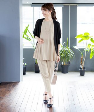 Tiaclasse 【洗える】ドロストテーパードパンツ ベージュ