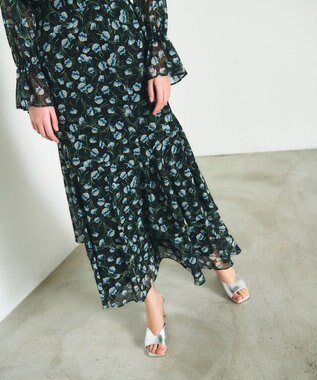 GRACE CONTINENTAL スモールフラワーマーメイドスカート ブラック