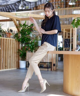 Tiaclasse 【洗える】ドロストテーパードパンツ ベージュ