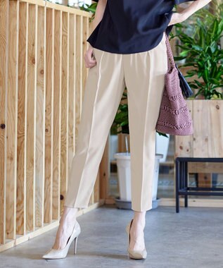 Tiaclasse 【洗える】ドロストテーパードパンツ ベージュ