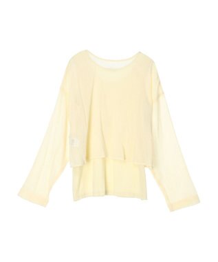 earth music&ecology ＳＥＴ２点クレープリボンブラウス＋インナー Yellow