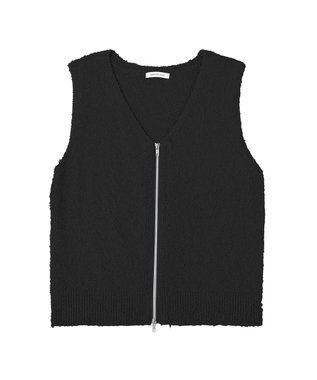 AMERICAN HOLIC ダブルZIPシャギーニットベスト Black