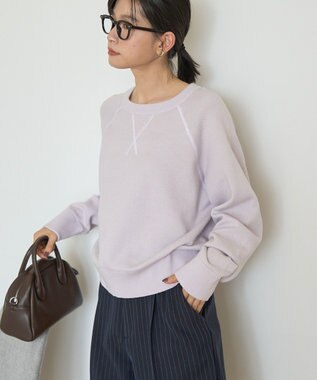 AMERICAN HOLIC ソフトコットンスウェットライクニットトップス ラベンダー