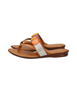 INTER-CHAUSSURES 【ITALIAN SHOEMAKERS】ビジューベルトフラワートングサンダル ブラウン