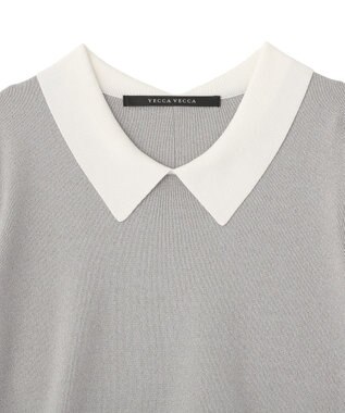YECCA VECCA 2way襟付きフリルレイヤードニット Gray Mixture