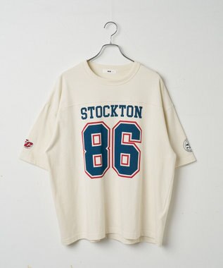 WEGO 【ユニセックス着用ITEM/手洗い可/MLサイズ】フットボールBIG　T（S） オフホワイト