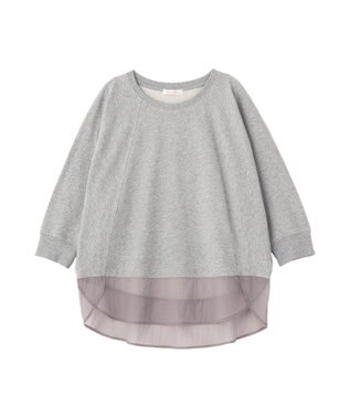 Green Parks 七分袖ドルマン裏毛シアードッキングプルオー Gray Mixture