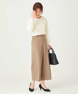 ANY SIS 【保温性あり/洗える】サーモ 2WAYストレッチ ワイドパンツ キャメル