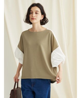 CRAFT STANDARD BOUTIQUE 袖ねじり切り替えプルオーバー Khaki