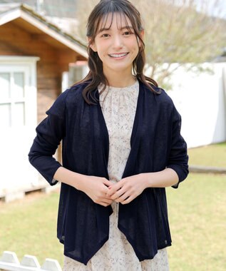 Tiaclasse L 【洗える】ドレープカーディガン ネイビー