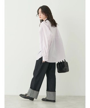 earth music&ecology ドルマンストライプシャツ Stripe Pink