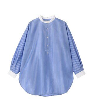 AMERICAN HOLIC イージーケアバンドカラーシャツチュニック Stripe