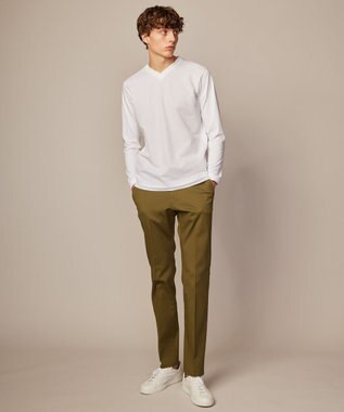 JOSEPH ABBOUD 【キングサイズ・オリジナルオーガニックコットン使用】JOE COTTONサッカーVネックシャツ ホワイト系