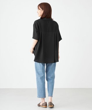 SHARE PARK LADIES 【2WAY】オーバーサイズ楊柳シャツ ブラック系