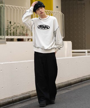 WEGO 【ユニセックス着用ITEM】ショートカラーステッチサガラロゴプルオーバー ホワイト