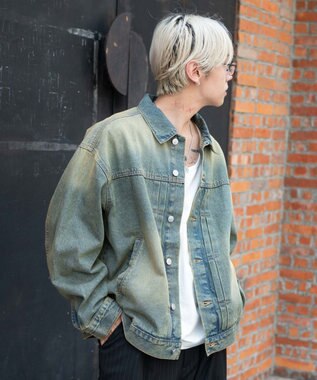 WEGO 【ユニセックス着用ITEM/MLサイズ展開】ヴィンテージライクBIGデニムジャケット デニム淡加工色