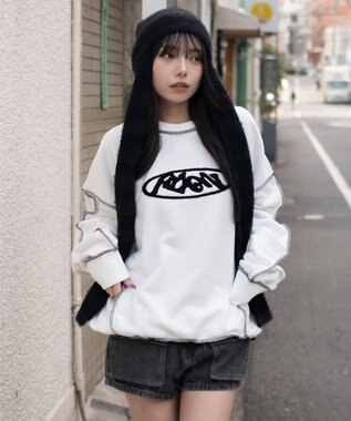 WEGO 【ユニセックス着用ITEM】ショートカラーステッチサガラロゴプルオーバー ホワイト