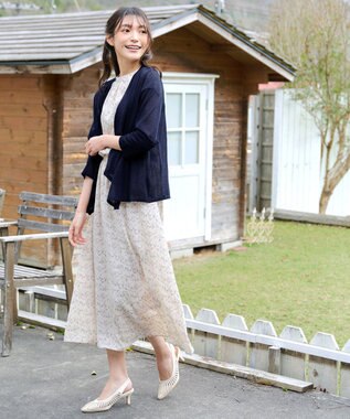 Tiaclasse L 【洗える】ドレープカーディガン ネイビー