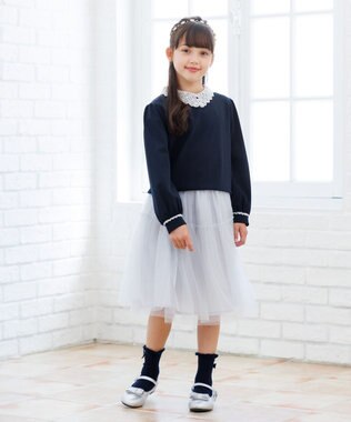組曲 KIDS 【110-140㎝】レースカラー トレーナー ネイビー