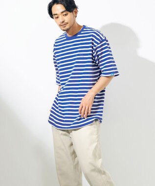 SHARE PARK MENS 【UNISEX】UVカット ボーダーロゴTシャツ ブルー