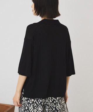 AMERICAN HOLIC 襟付き5分袖ニットカーディガン Black