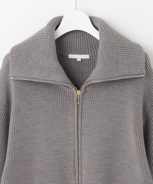 自由区 【洗える】ジップアップニット アウター グレー