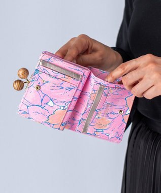 tsumori chisato CARRY 葉っぱ がま口 2つ折り財布 ピンク