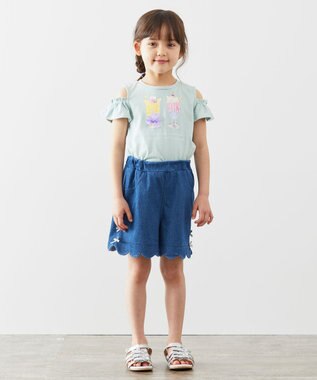 ANY KIDS オンオフショルダーパフェTシャツ ミント系