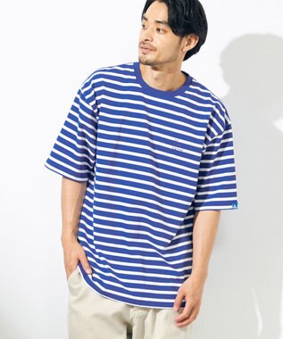 SHARE PARK MENS 【UNISEX】UVカット ボーダーロゴTシャツ ブルー