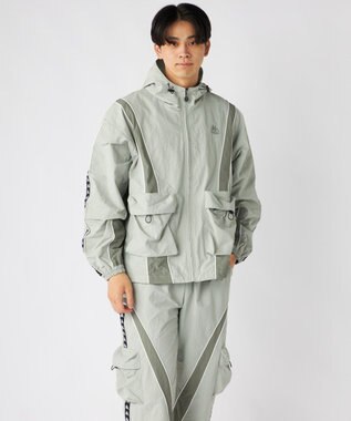 OP／FILA 【Kappa】オーバーシルエット バンダナイロントラックジャケット グレー