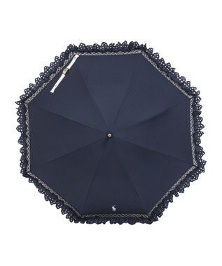 MOONBAT 【遮光/晴雨兼用日傘】POLO RALPH LAUREN(ポロ ラルフローレン) エンブフリル 長傘 遮熱 UV ネイビーブルー