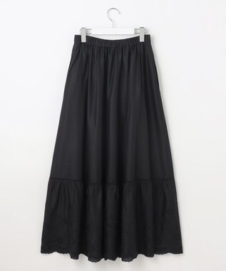 自由区 L 【カタログ掲載・接触冷感・洗える】エンブロイダリーローンティアード スカート ブラック