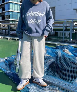 WEGO 【ウエストゴム】ヒップロゴスウェットパンツ 杢グレー