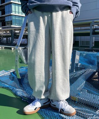 WEGO 【ウエストゴム】ヒップロゴスウェットパンツ 杢グレー