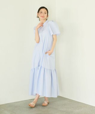 #Newans フレアヘムシャツワンピース ライトブルー