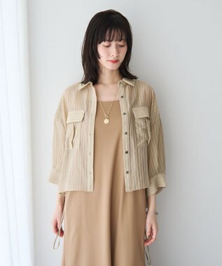 YECCA VECCA 【2点SET】ミリタリーシアーシャツセットキャミワンピース Beige