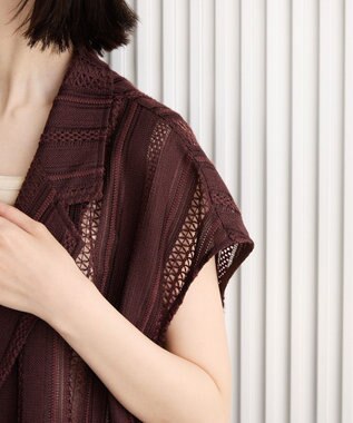 AMERICAN HOLIC 幾何学レースウエストドロストジャケット Chocolat