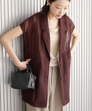 AMERICAN HOLIC 幾何学レースウエストドロストジャケット Chocolat