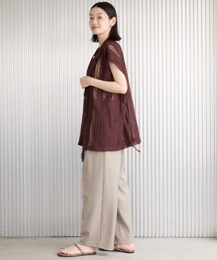 AMERICAN HOLIC 幾何学レースウエストドロストジャケット Chocolat