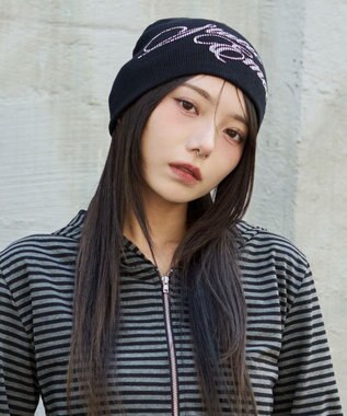 WEGO スプレープリントシングルニットワッチ ブラック